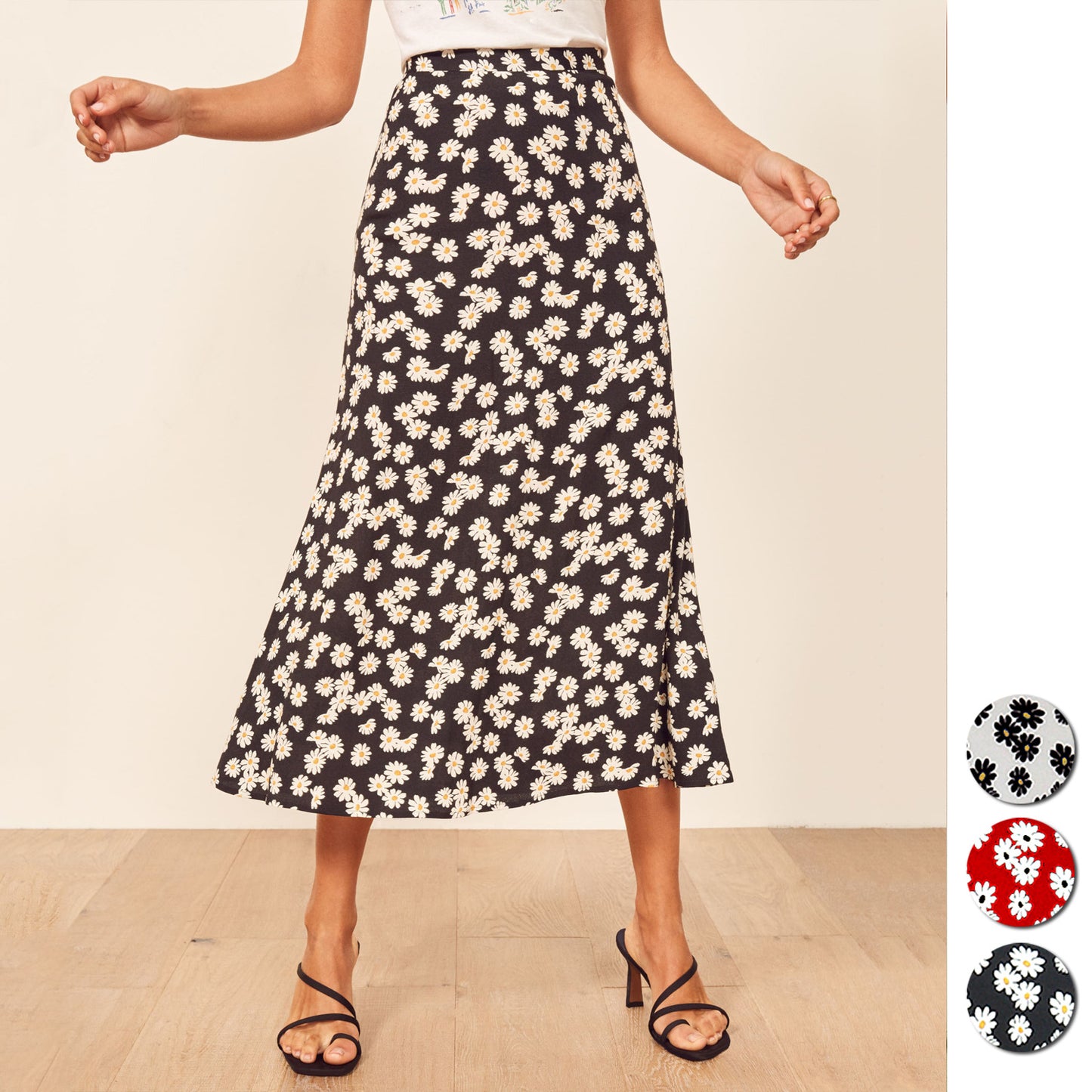 Chiffon Slim Literary Daisy Skirt