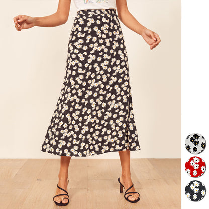 Chiffon Slim Literary Daisy Skirt