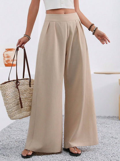 Pocketed High-waisted Wide-leg Trousers