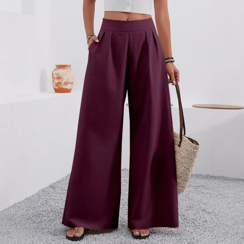 Pocketed High-waisted Wide-leg Trousers