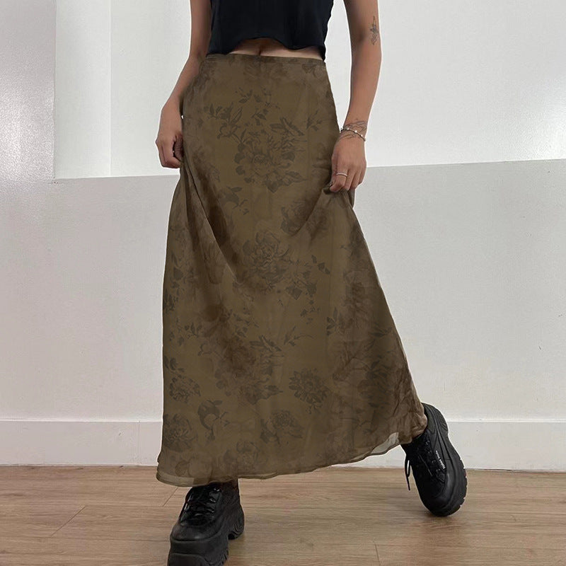 High Waist Slim Printed Street Style Skirt