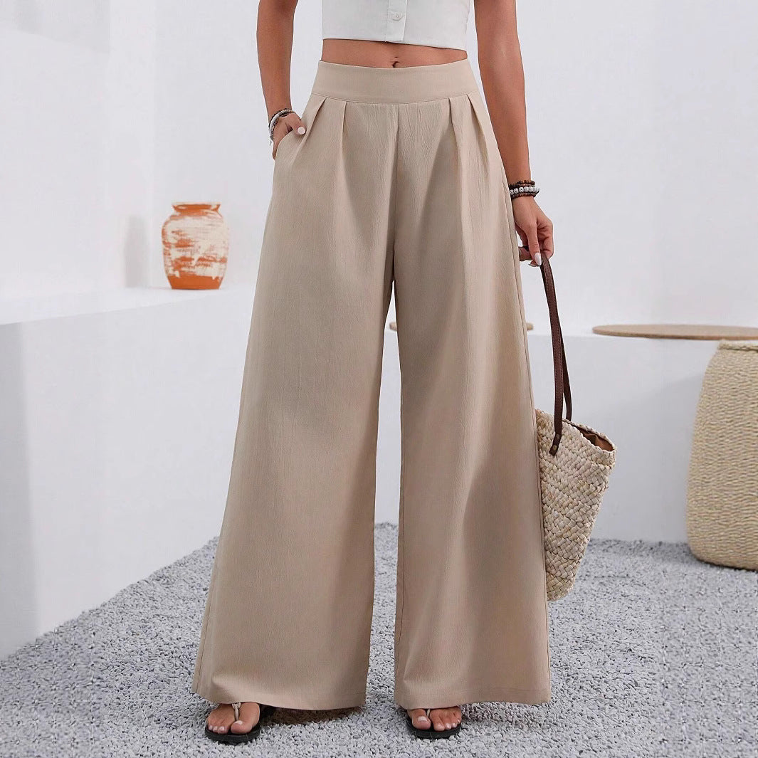 Pocketed High-waisted Wide-leg Trousers