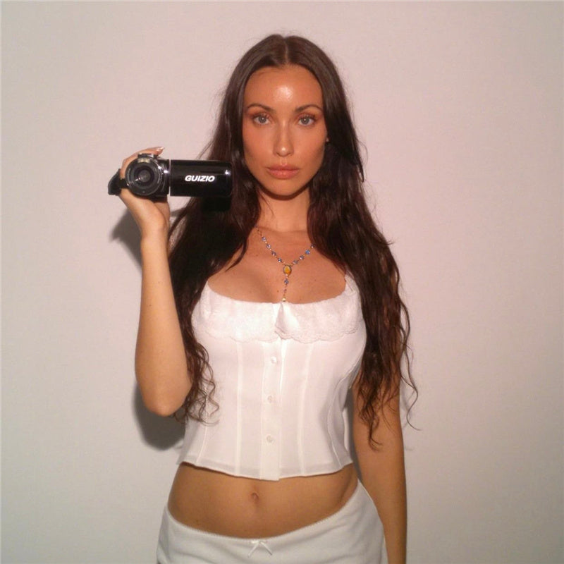 Ladies Lace Wide Camisole White