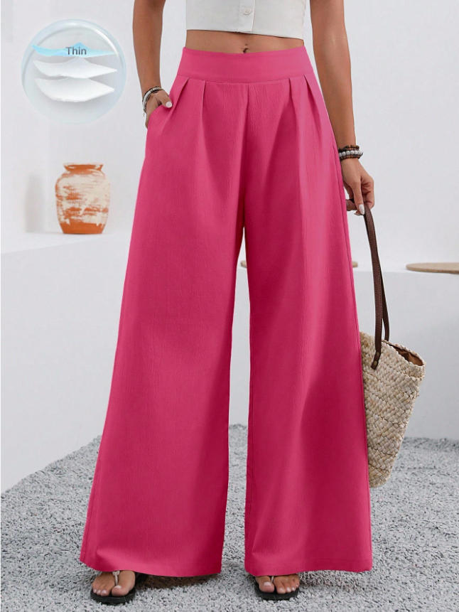 Pocketed High-waisted Wide-leg Trousers