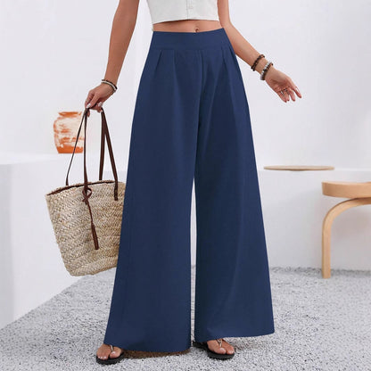 Pocketed High-waisted Wide-leg Trousers